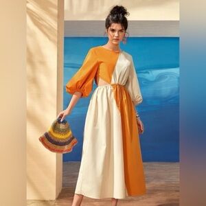 SHEIN Two-Tone Long Sleeve Dress